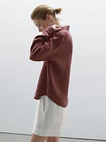 100% linen open collar shirt