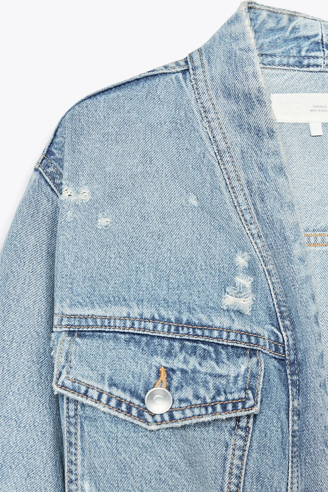 RIPPED TRF DENIM OVERSHIRT