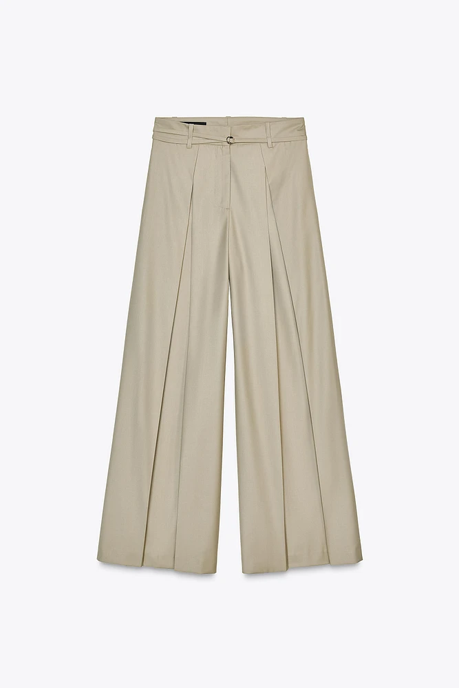 PLEATED WIDE-LEG PANTS WITH THIN BELT