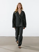 100% linen kimono with tie