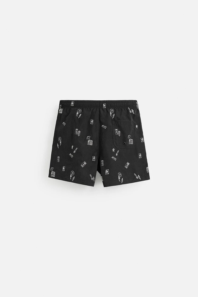 EMBROIDERED MID-LENGTH SWIMSUIT