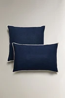 LINEN THROW PILLOW COVER WITH BORDER