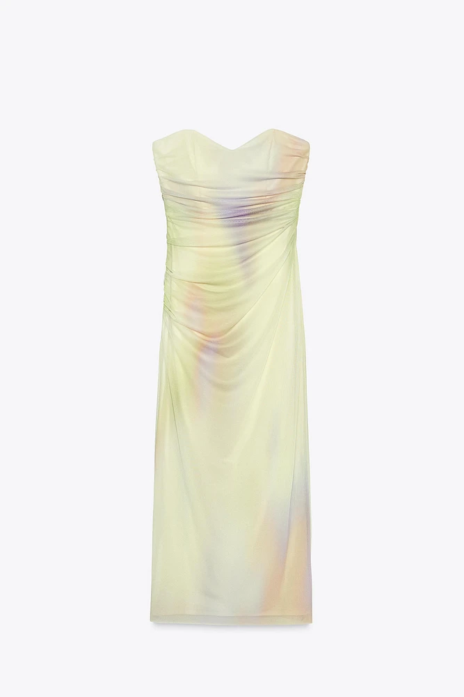 ROBE BUSTIER EN TULLE IMPRIMÉ