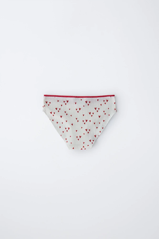 6-14 ANS/ LOT DE TROIS CULOTTES CŒURS