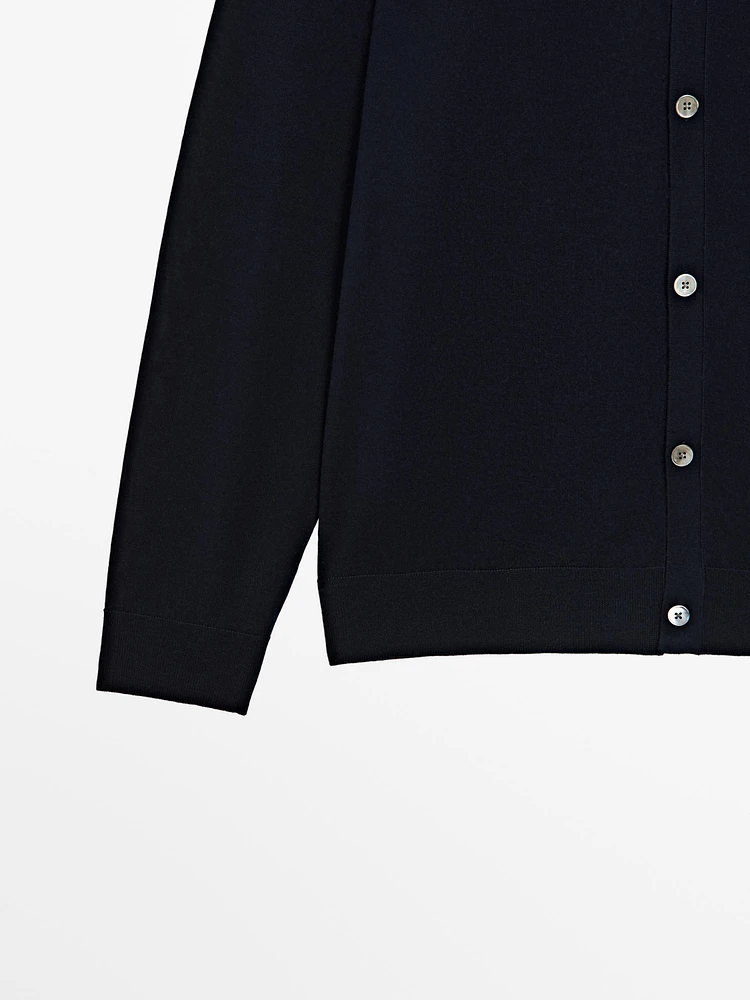 Merino wool V-neck knit cardigan