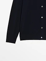 Merino wool V-neck knit cardigan