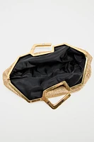 GOLD BAG WITH METAL HANDLE