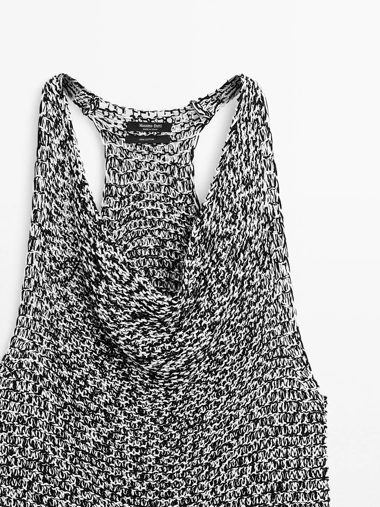 Draped knit top with flecked detail