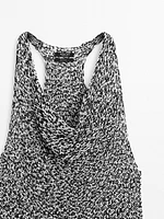 Draped knit top with flecked detail