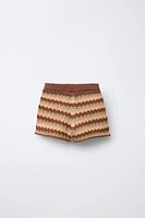 MULTICOLOR STRIPED KNIT SHORTS