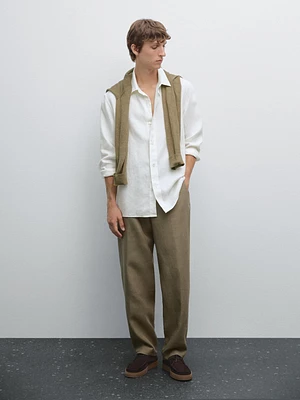 100% linen suit trousers