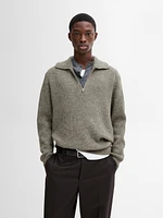 Cotton blend mock neck sweater