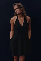 HALTER GODET SHORT DRESS