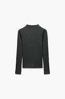 CABLE KNIT POLO TOP
