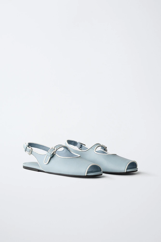 SLINGBACK BALLET FLATS WITH PIPING