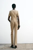 SHORT SLEEVE BLAZER WITH SHOULDER PADS