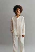 LINEN MANDARIN COLLAR SHIRT