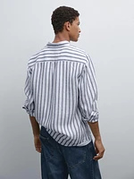 Regular fit striped linen shirt