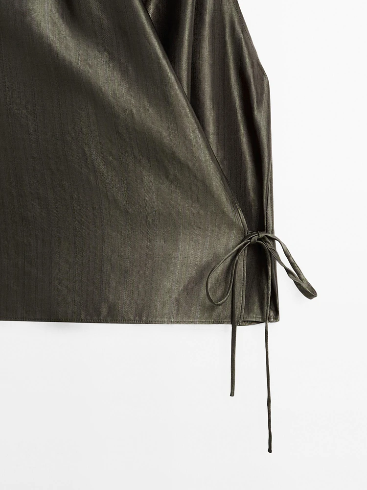 Top jacquard à encolure américaine cache-cœur