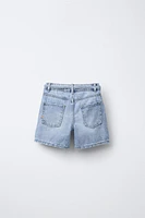 BELTED DENIM SHORTS