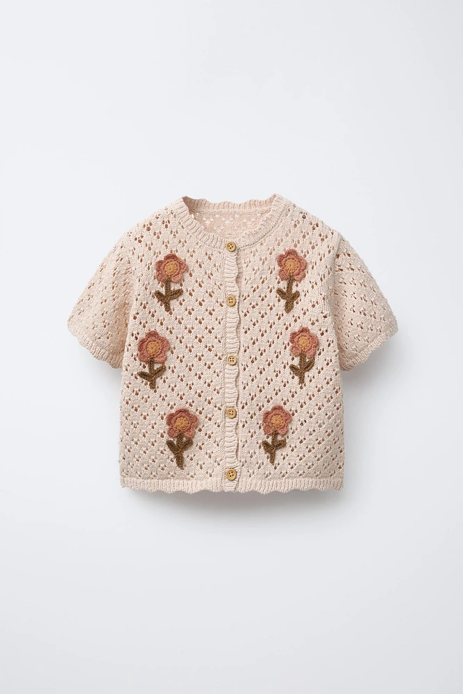 CROCHET FLOWER KNIT TOP