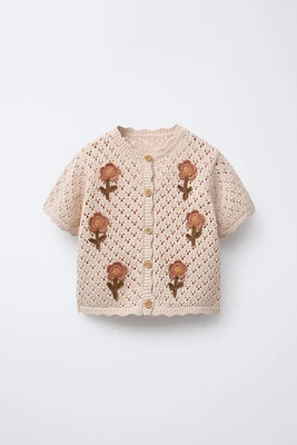 CROCHET FLOWER KNIT TOP