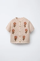CROCHET FLOWER KNIT TOP