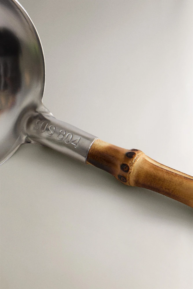STEEL AND BAMBOO SERVING SPOON