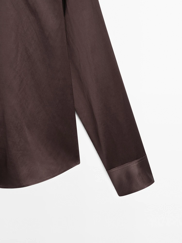 Flowing long sleeve satin shirt