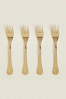 SET OF DECORATIVE ENGRAVED DESSERT FORKS (SET OF 4)