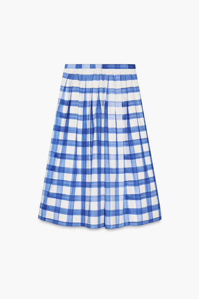 CHECKERED MIDI SKIRT ZW COLLECTION