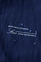 WATER REPELLENT TEXT PRINT HOODED RAINCOAT