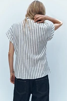 CHEMISE À RAYURES NŒUD AVEC LIN