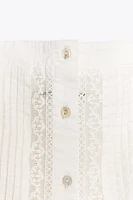 DRAPED EMBROIDERED TOP