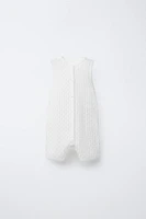 OPENWORK KNIT OVERALL SHORTS