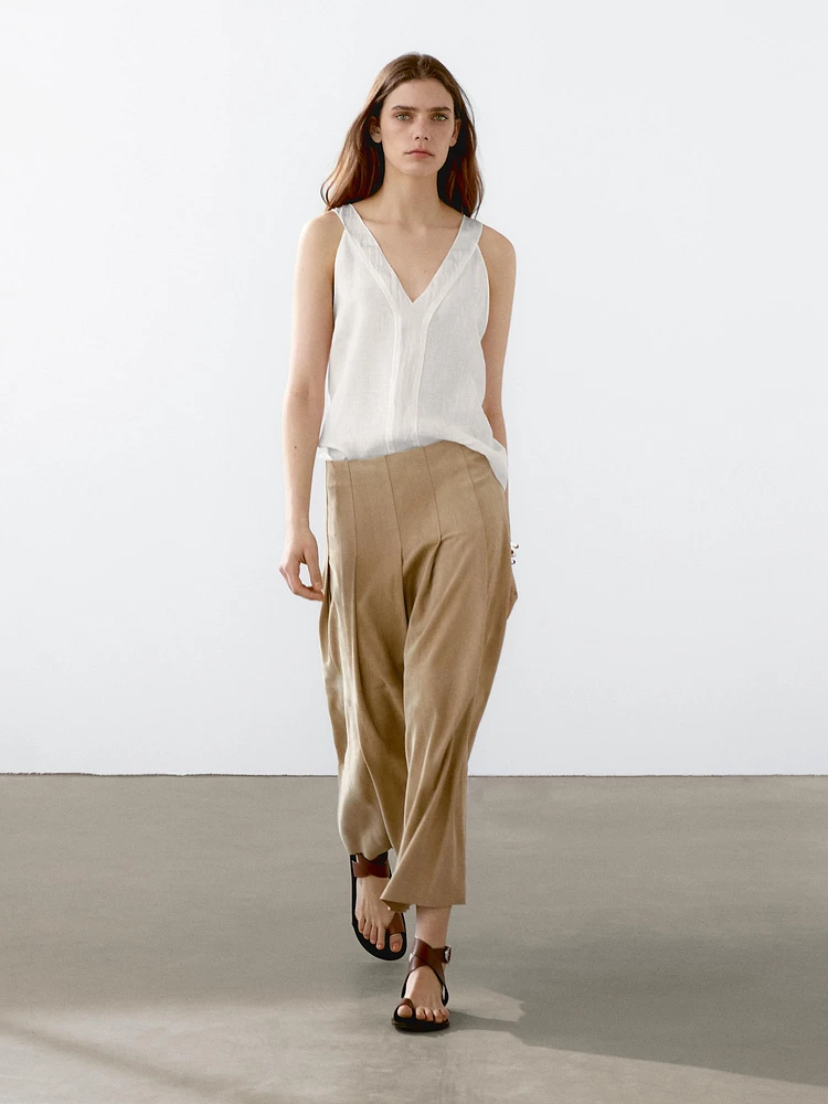 Flowing double fabric top