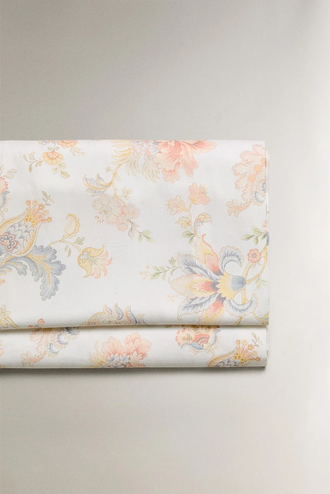 FLORAL PRINT SATEEN FLAT SHEET