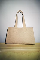 BRAIDED SPLIT LEATHER SHOPPER BAG