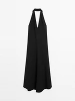 Robe midi encolure américaine dos décolleté