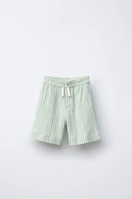 TEXTURED PLAID SHORTS