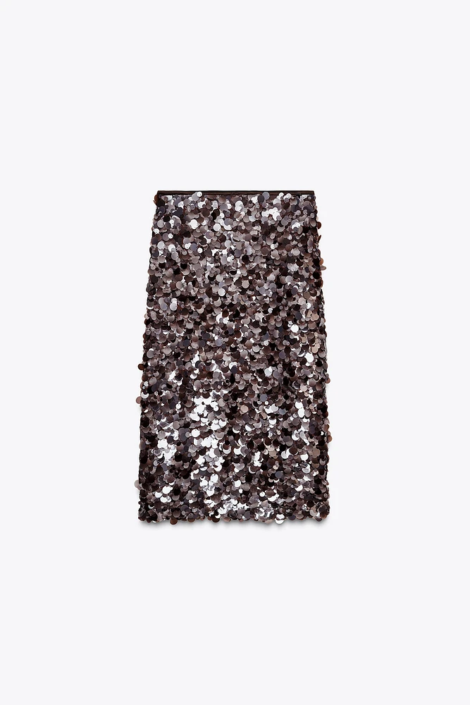 JUPE MI-LONGUE À SEQUINS