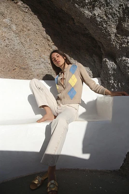 GILET EN MAILLE À LOSANGES