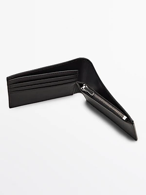Portefeuille format paysage en cuir nappa