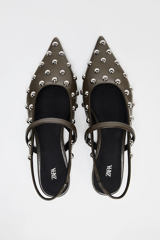 STUDDED FLAT SLINGBACKS