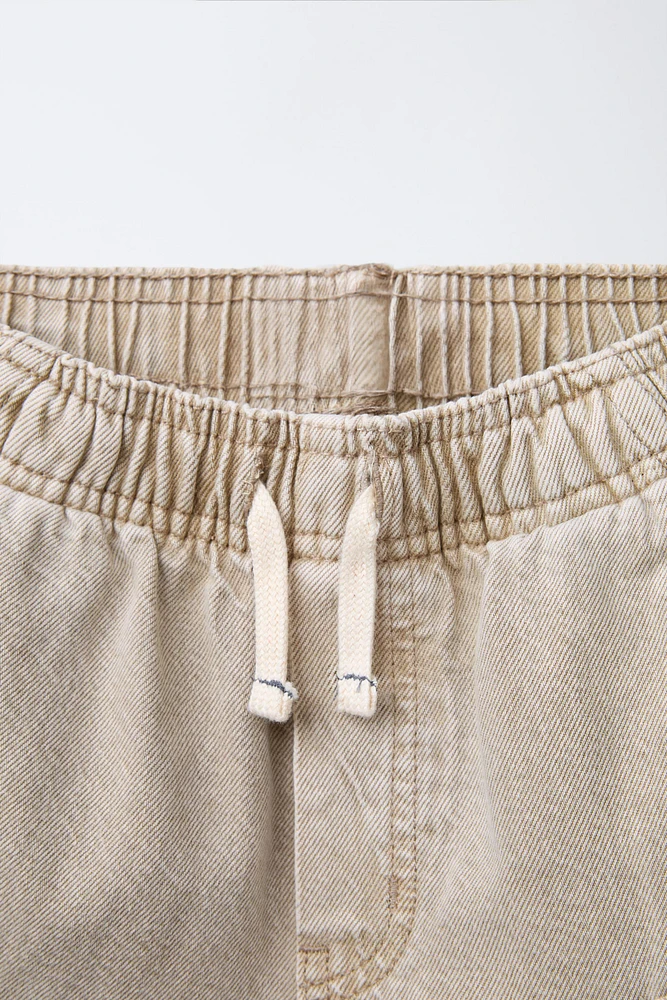 DISTRESSED EFFECT TWILL POCKET SHORTS