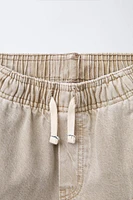 DISTRESSED EFFECT TWILL POCKET SHORTS