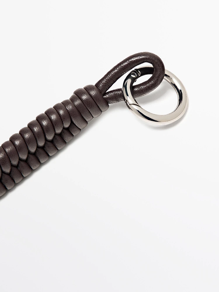 Nappa leather charm key ring with knots