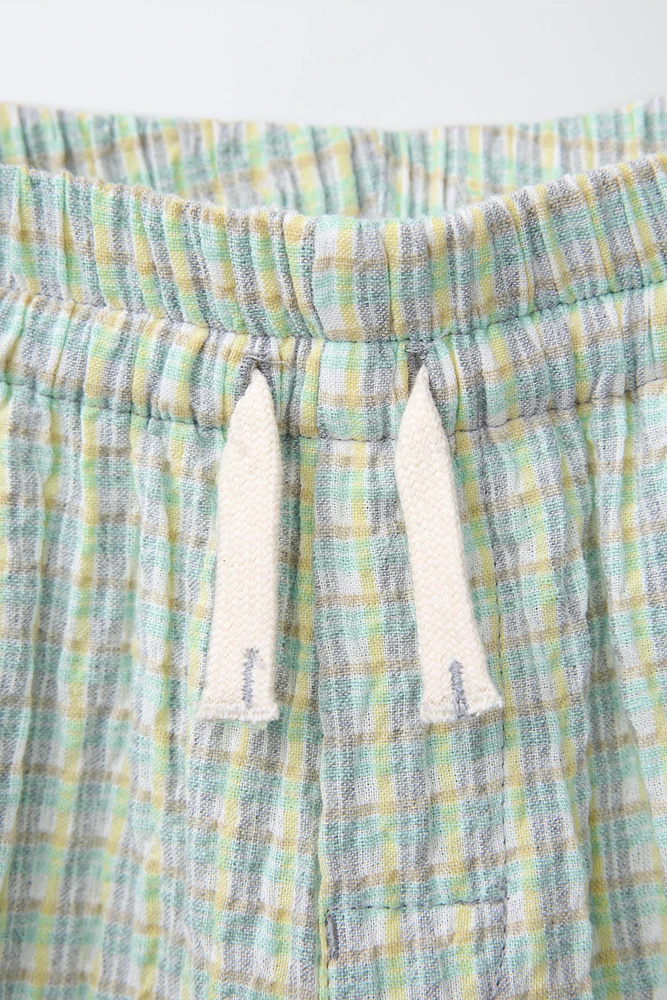 TEXTURED PLAID SHORTS