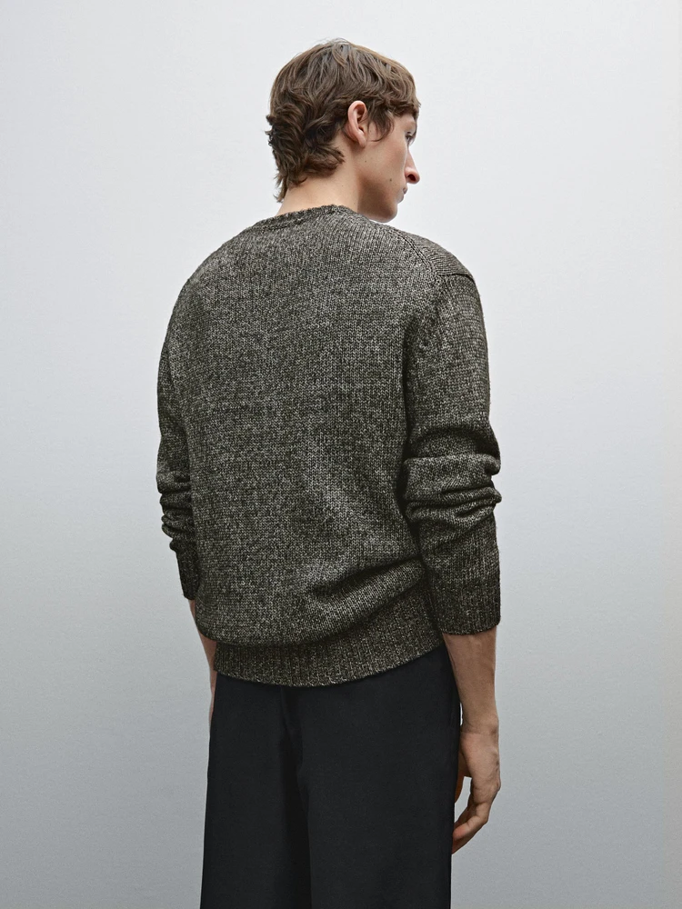 Pull en maille chinée de coton mélangé