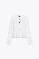 GILET PEPLUM EN MAILLE FINE
